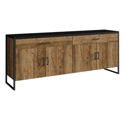 Tinley Wooden Sideboard With 4 Doors 2 Drawers In Canyon Oak