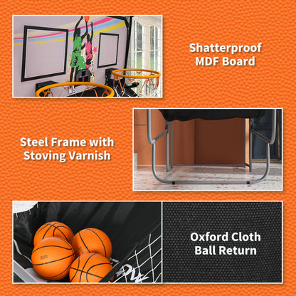 SPORTNOW Foldable Double-Hoop Basketball Arcade Game, with Eight Modes, Four Basketballs, Electronic Scoreboard, Sound Effects