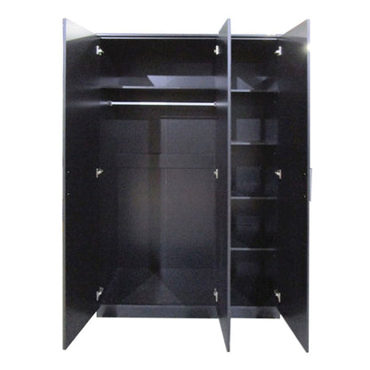 Sleek Black High-Gloss Mirage Minuet 3-Door Wardrobe with Centre Mirror for Modern Bedrooms