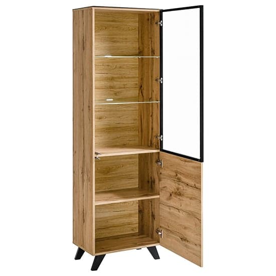 Torino Wooden Display Cabinet 2 Doors In Wotan Oak With LED