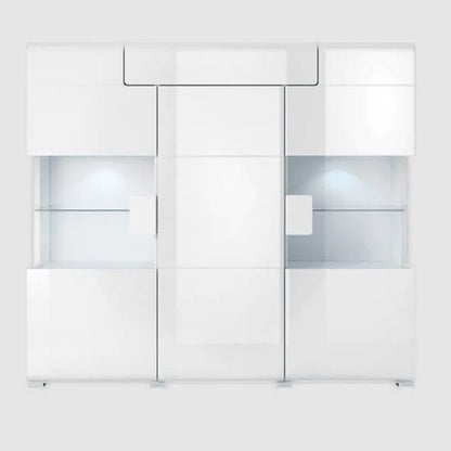 Torino High Gloss Display Cabinet 2 Doors In White With LED