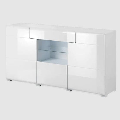 Torino High Gloss Sideboard With 3 Doors In White And LED