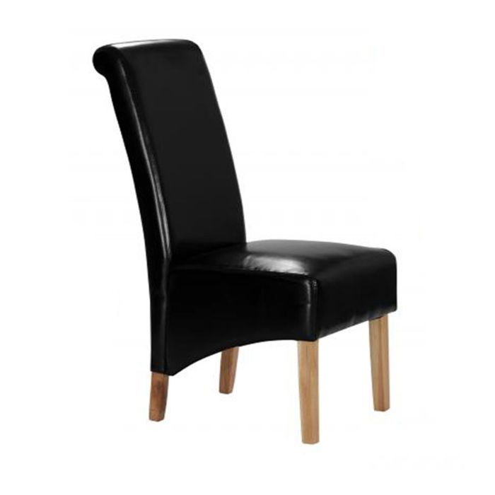 Zenith Zephyr Pair of Black PU Dining Chairs with Sturdy Rubberwood Legs