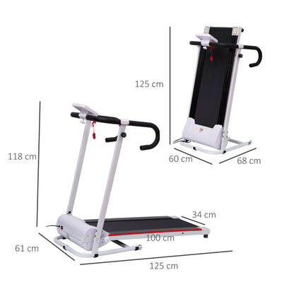 HOMCOM .25HP Motorised Electric Treadmill, 10km/h Folding Running Machine, Gym Fitness Exercise with LCD Monitor, White