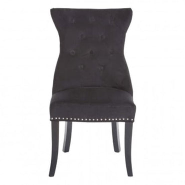 Trento Upholstered Black Velvet Dining Chairs In A Pair