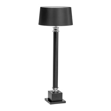 Classic Black Fabric Shade Floor Lamp with Metal Stand and Soft Lighting