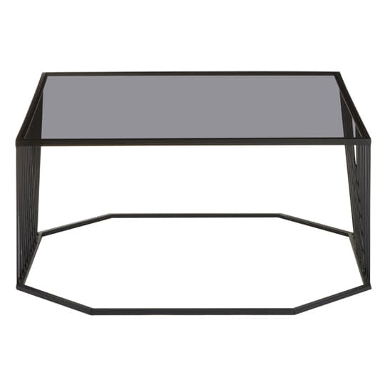 Grey Glass Coffee Table with Black Metal Frame - Modern Design for Living Room