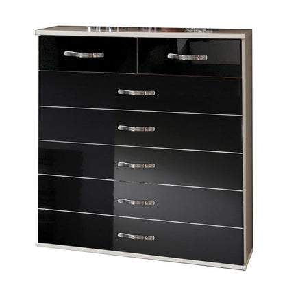 Tiya 2+5 Drawer Gloss Storage Chest - White & Black