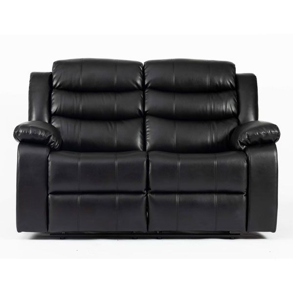 Esperanza 2 Seater Leather Aire Recliner - Black