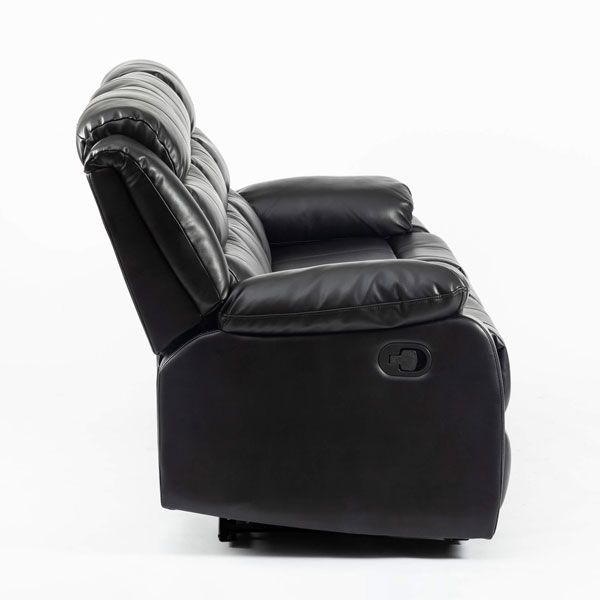 Esperanza Black Leather Aire 3-Seater Recliner Sofa - Luxurious Comfort & Style