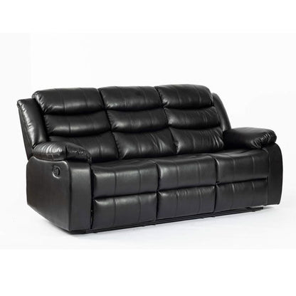 Esperanza Black Leather Aire 3-Seater Recliner Sofa - Luxurious Comfort & Style