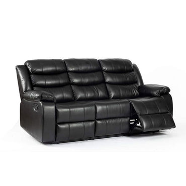 Esperanza Black Leather Aire 3-Seater Recliner Sofa - Luxurious Comfort & Style