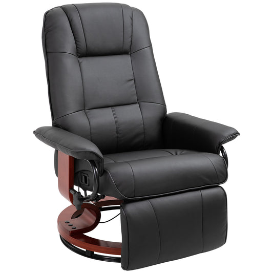 HOMCOM anual Recliner Chair Armchair Sofa with Faux Leather Upholstered Wooden Base for Living Room Bedroom, Black