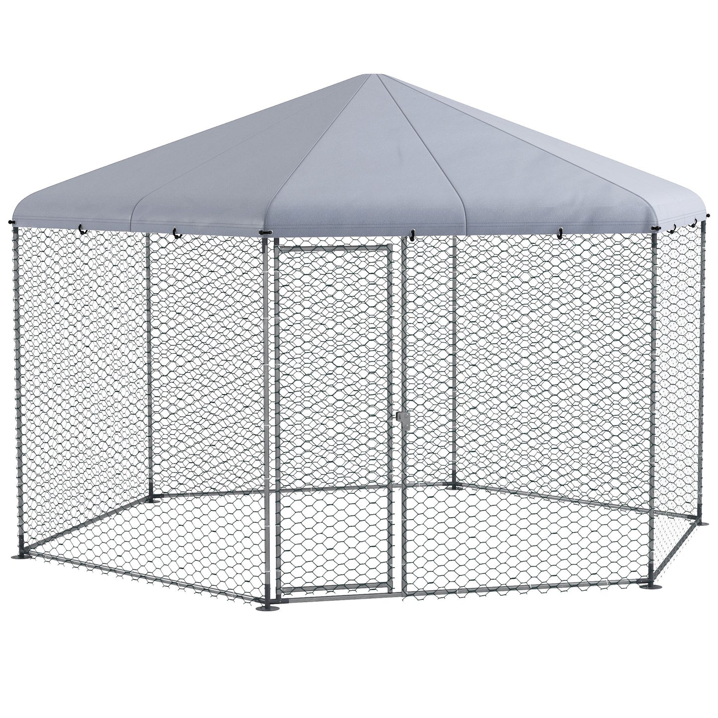 PawHut Chicken Coop for 10-15 Chickens, Hens, Rabbits, Ducks, Outdoor Garden Chicken Run, 4 x 3.5 x 2.6m