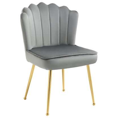 HOMCOM elvet-Feel Shell Accent Chair - Grey