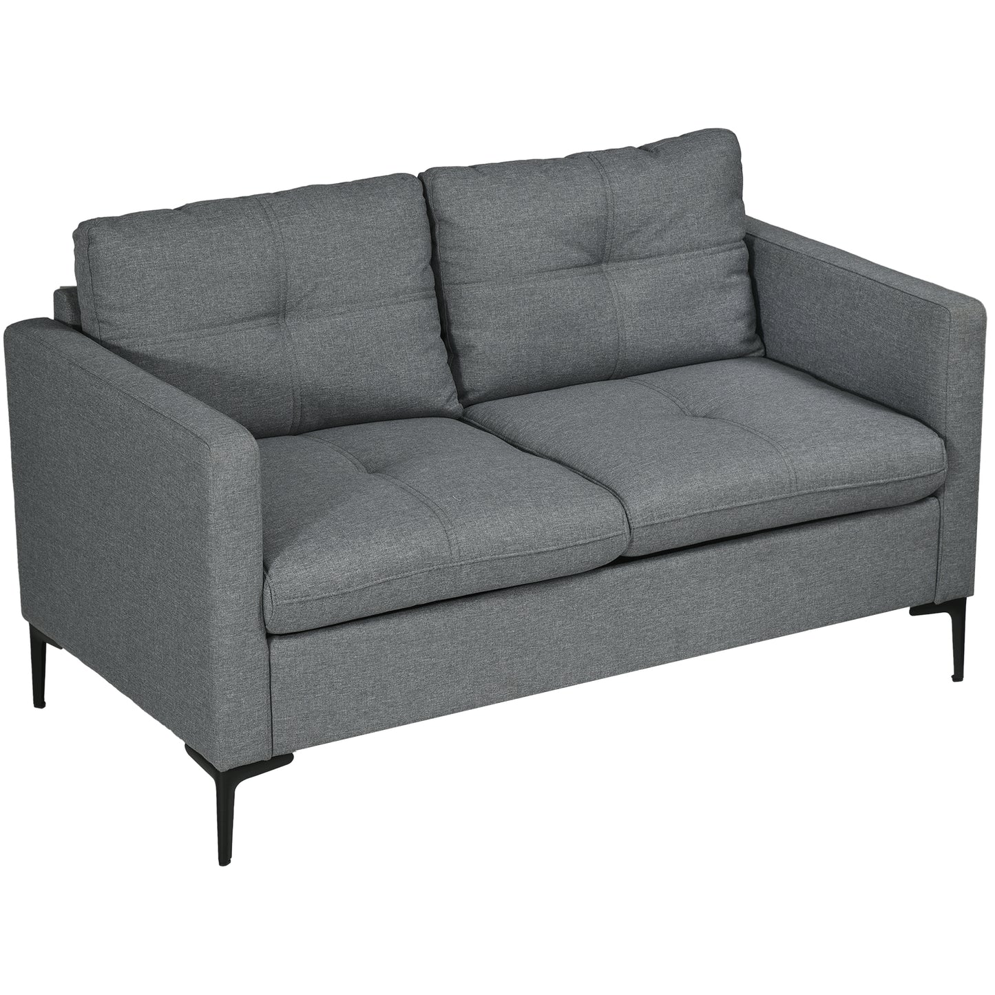 HOMCOM 2 Seater Sofa, with Steel Legs - Grey Fabric