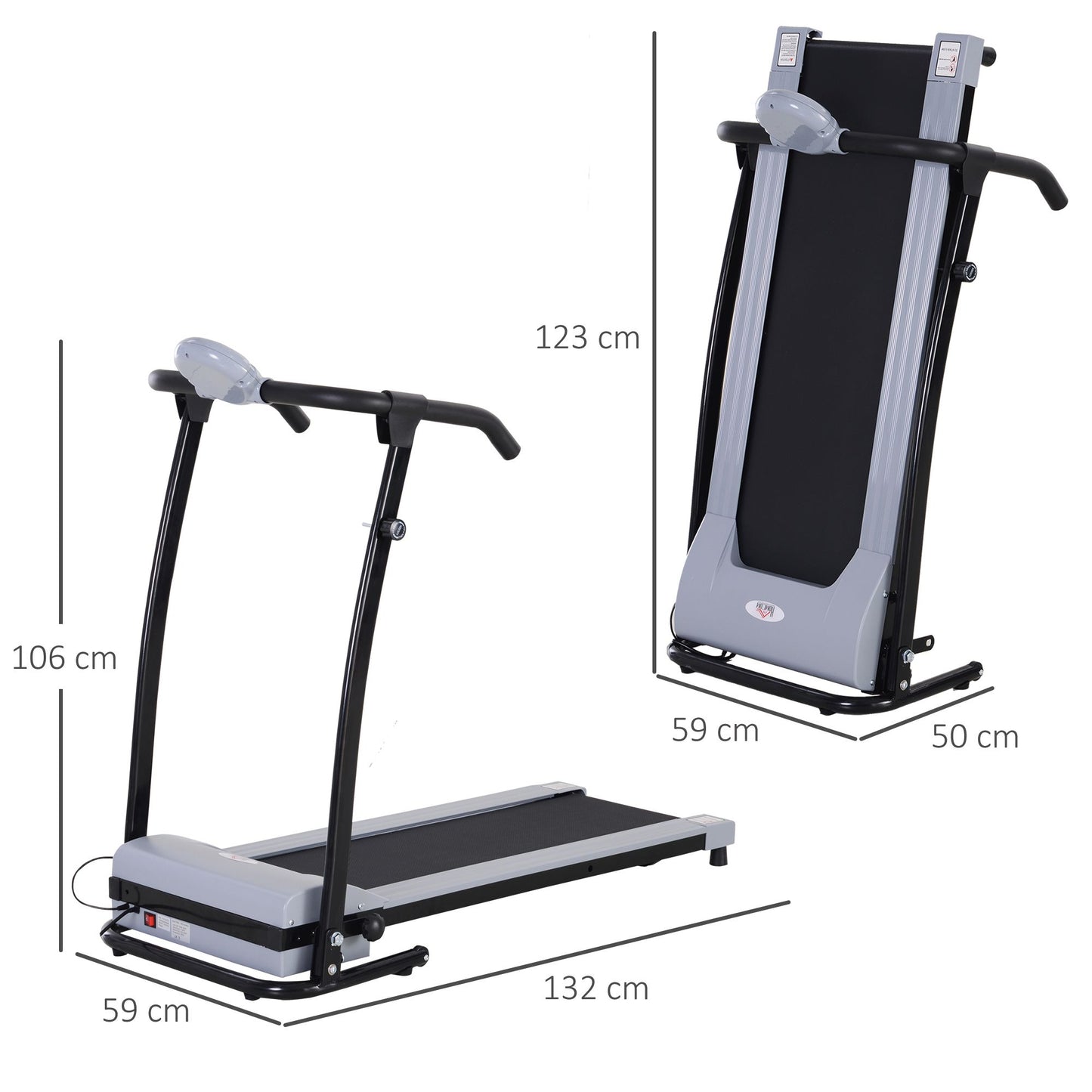 HOMCOM oldable Walking Treadmill, Aerobic Exercise Machine w/ LED Display, for Home, Office, Fitness Studio