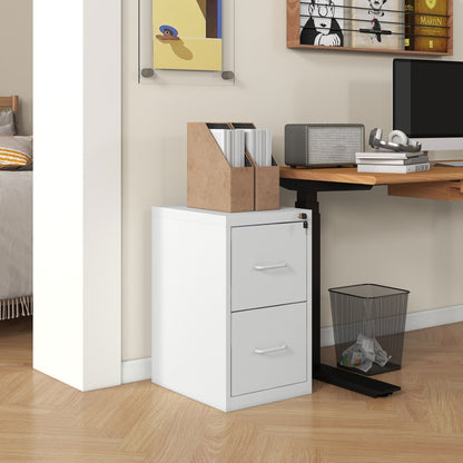 HOMCOM wo-Drawer Modern Steel Filing Cabinet - White