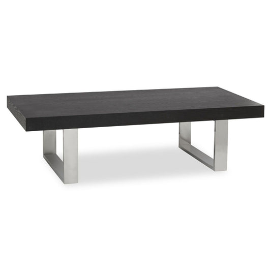 FURCO Industrial Dining Table with Durable Elm Wood Top and Stainless Steel Legs in Black