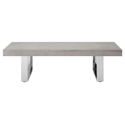 FURCO Industrial Dining Table with Grey Elm Wood Top and Stainless Steel Legs