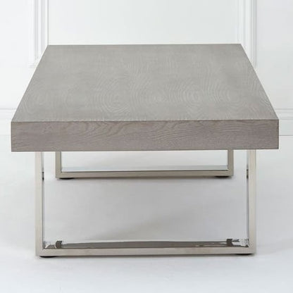 FURCO Industrial Dining Table with Grey Elm Wood Top and Stainless Steel Legs