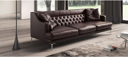 Ulysses Brown Leather Sofa Set - Large 3+2 with Chrome Legs, Semi-Aniline Leather, Hardwood Frame, 10-Year Warranty Options Available in Various Colors and Materials