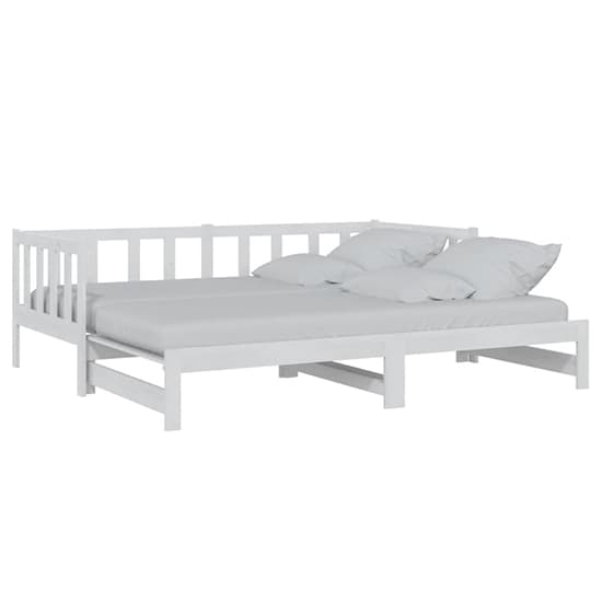 FURCO Umeko White Solid Pinewood Pull-Out Sofa Bed for Small Spaces