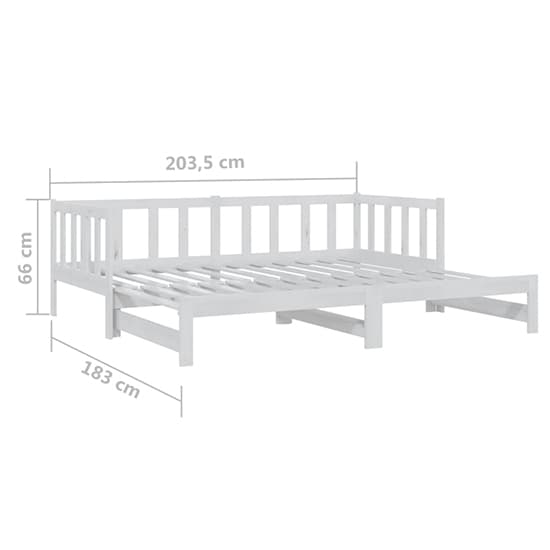 FURCO Umeko White Solid Pinewood Pull-Out Sofa Bed for Small Spaces