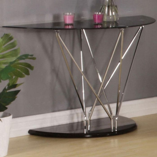 Derrick Glass Console Table - Chrome and Black