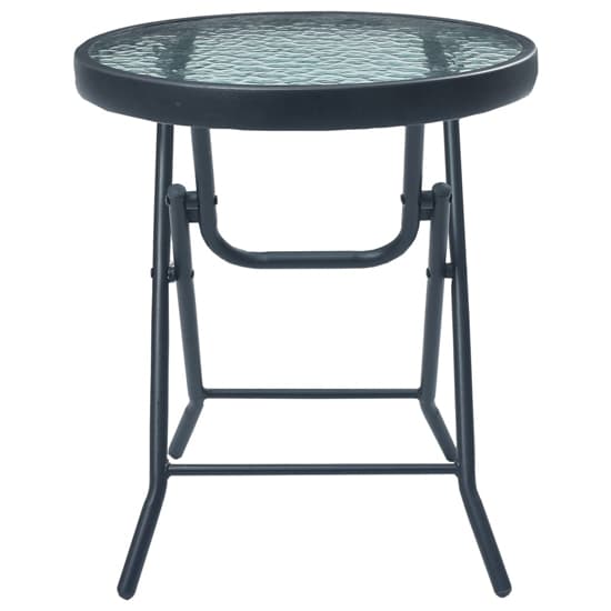 Furco Urbana Black Steel and Glass Bistro Set with 2 Armchairs and Foldable Table