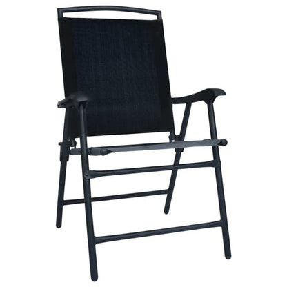 Furco Urbana Black Steel and Glass Bistro Set with 2 Armchairs and Foldable Table