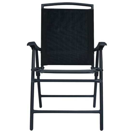 Furco Urbana Black Steel and Glass Bistro Set with 2 Armchairs and Foldable Table