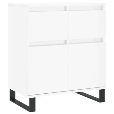 Modern White High Gloss Sideboard with 2 Doors and 1 Drawer for Dining and Living Room Storage