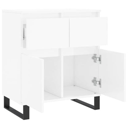 Modern White High Gloss Sideboard with 2 Doors and 1 Drawer for Dining and Living Room Storage