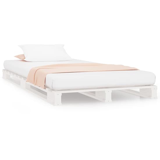 FURCO Urika White Solid Pine Single Bed Frame for 3FT Mattress