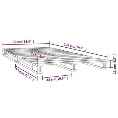 FURCO Urika White Solid Pine Single Bed Frame for 3FT Mattress