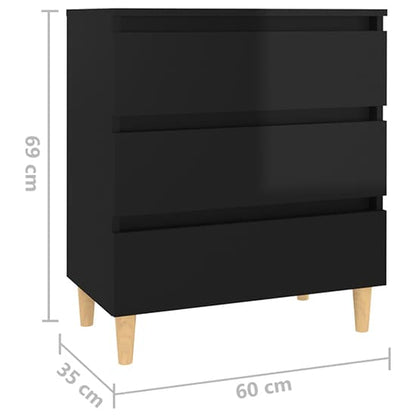 Ursula High Gloss Chest Of 3 Drawers In Black