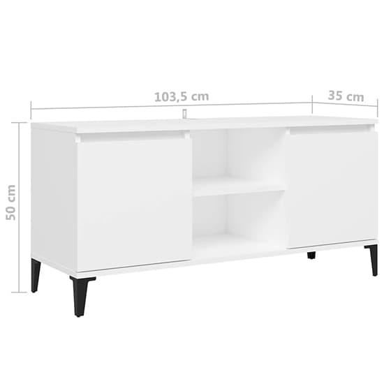 FURCO Usra White Wooden TV Stand with Dual Doors and Shelf for Modern Living Rooms