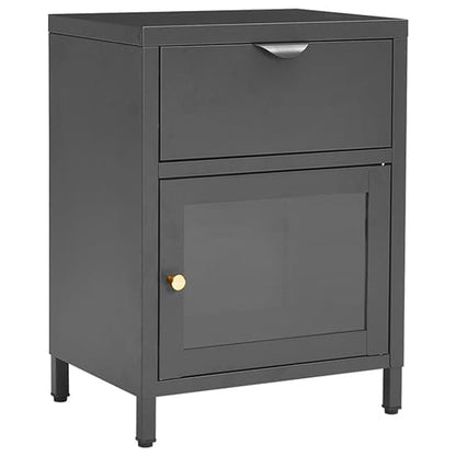 Utara Steel Bedside Cabinet With 1 Door 1 Drawer In Anthracite