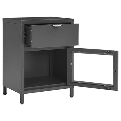 Utara Steel Bedside Cabinet With 1 Door 1 Drawer In Anthracite