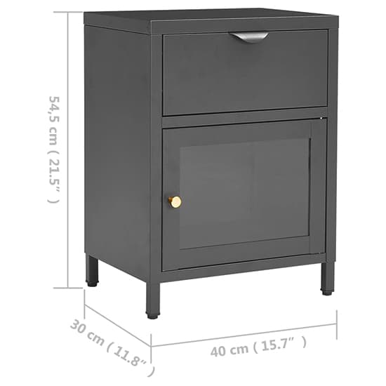 Utara Steel Bedside Cabinet With 1 Door 1 Drawer In Anthracite