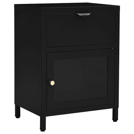 Utara Steel Bedside Cabinet With 1 Door 1 Drawer In Black