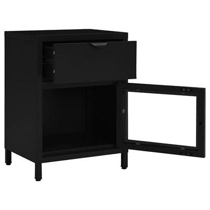 Utara Steel Bedside Cabinet With 1 Door 1 Drawer In Black