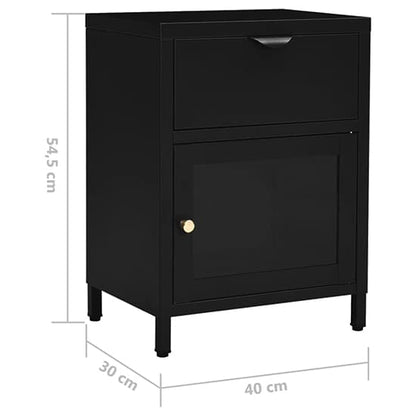 Utara Steel Bedside Cabinet With 1 Door 1 Drawer In Black