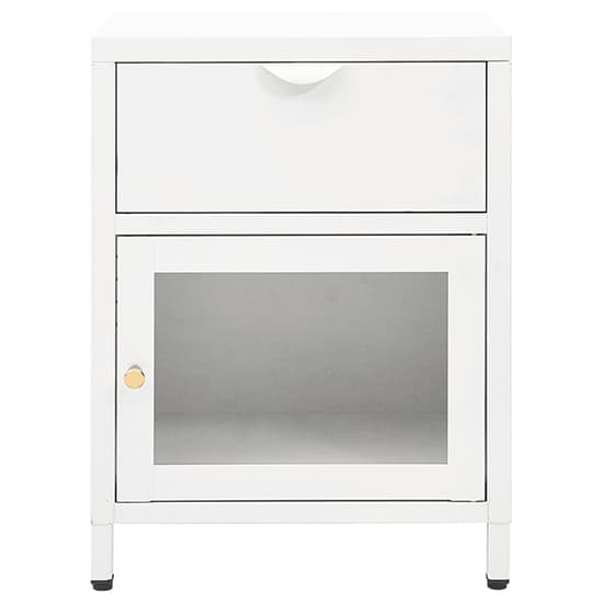 Utara Steel Bedside Cabinet With 1 Door 1 Drawer In White