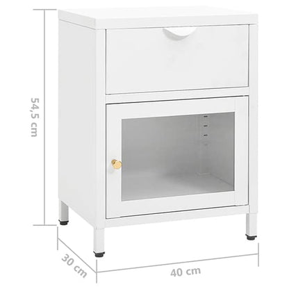 Utara Steel Bedside Cabinet With 1 Door 1 Drawer In White