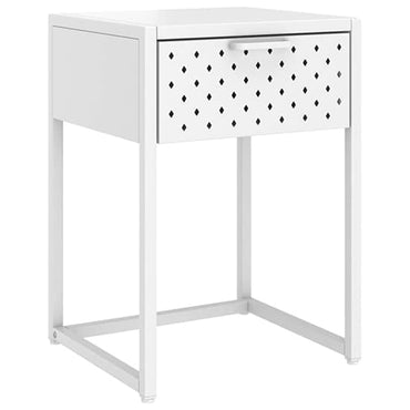 Utara Steel Bedside Cabinet With 1 Drawer In White