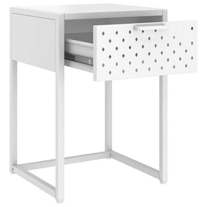 Utara Steel Bedside Cabinet With 1 Drawer In White