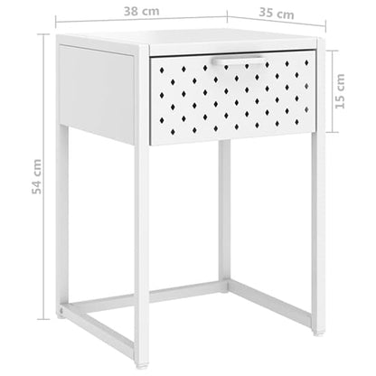 Utara Steel Bedside Cabinet With 1 Drawer In White