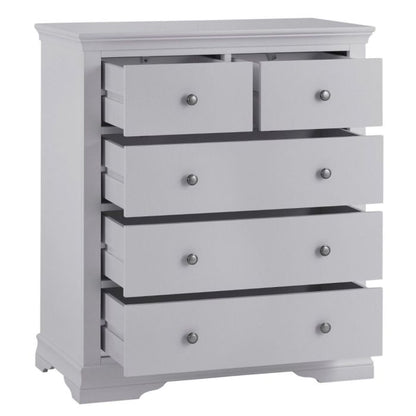 Tromso Solid Pine Wood 2 Over 3 Chest of 5 Drawers - Grey